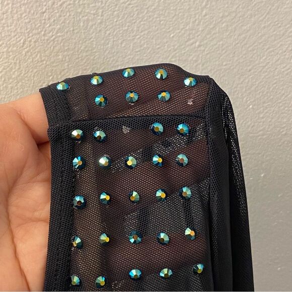 WEISSMAN Dance Costume unitard mesh catsuit jumpsuit black Dark Side SM13021 SA - Picture 7 of 15